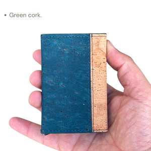 Vegan Cork Wallet with Metallic Card Holder - Sustainable, Slim Design, Handcrafted in Portugal