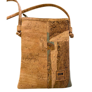 Handmade Cork Crossbody Bag with Back Pocket, Sustainable Bag Made in Portugal, Eco-Friendly Vegan Purse, Small Cork Shoulder Bag