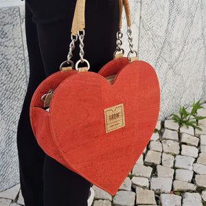 Cork heart shape Handbag, Cork bags, Vegan Leather, Handmade bags, Vegan bags, Vegan Product, Gift Bags, Eco bags, Made in Portugal