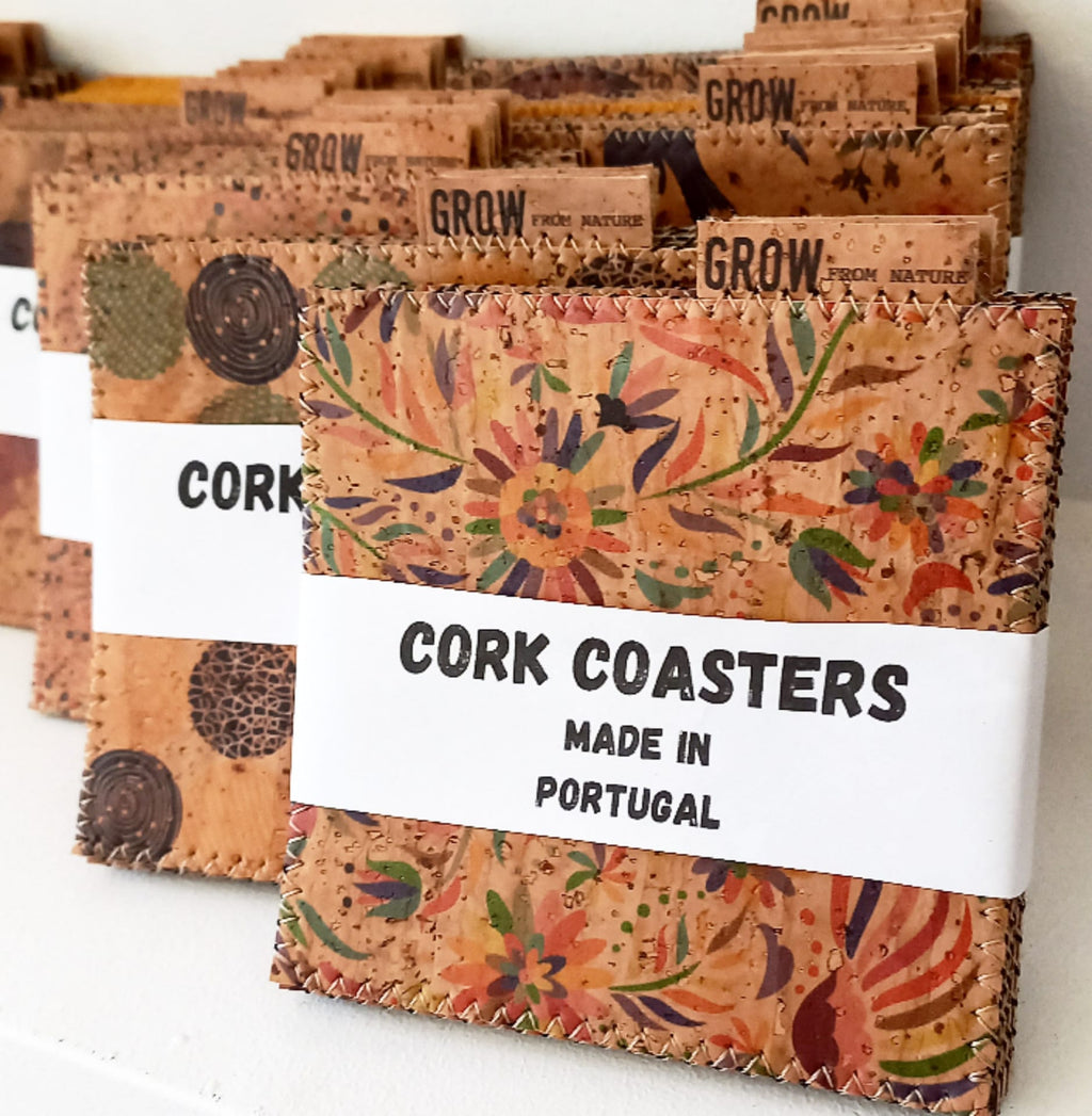 6 pcs Cork coasters, latex , Natural cork, Drink coaster, Made in Portugal