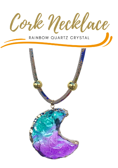 Cork Rainbow quartz crystal necklace