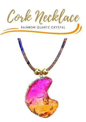 Cork Rainbow quartz crystal necklace