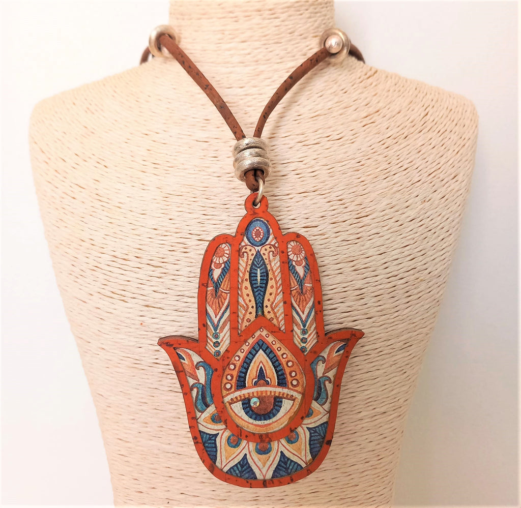 Filigree Collection | Hamsa / Anchor Cork Necklace