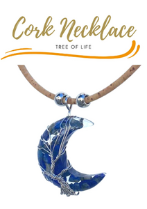 Cork Moon quartz crystal necklace