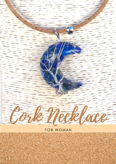 Cork Moon quartz crystal necklace
