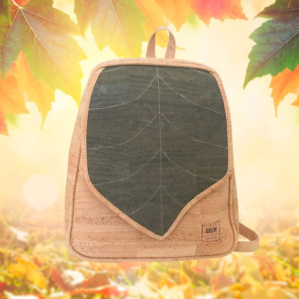 Leaf Cork Backpack, New Collection - Vegan Leather, Cork Bag, School Backpack ,Handmade, Eco-Friendly,